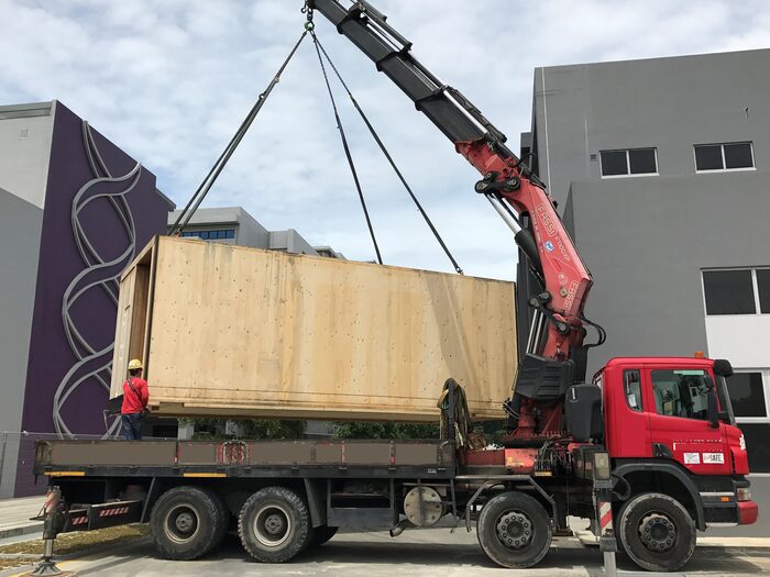 Finch Module Transportation: Unloading in progress