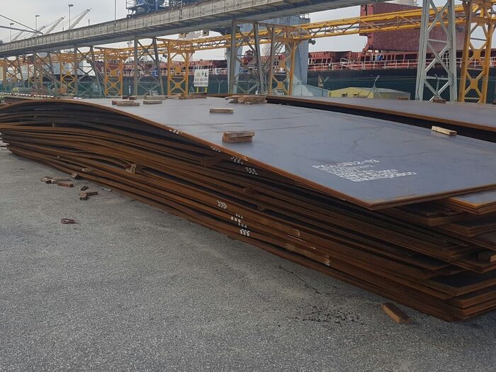 Steel Plates Project: Steel plates staged for loading